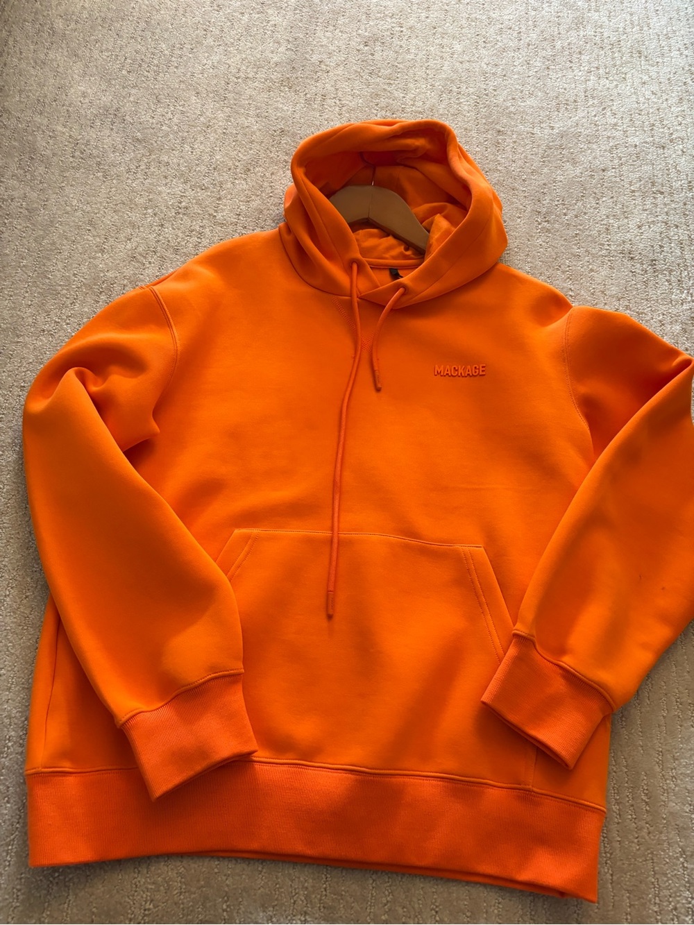 Mackage Bright Orange Hoodie with Subtle Logo